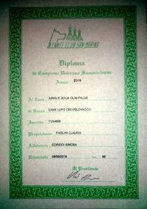 Diploma di campionessa veterana Sanmarinese - Jungle Julia
